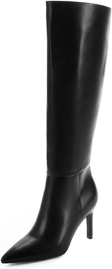 Easyfox Knee High Boots Women Pointed Toe Tall Boots 3 In Stiletto High Heel Long Boots Side Zipp... | Amazon (US)