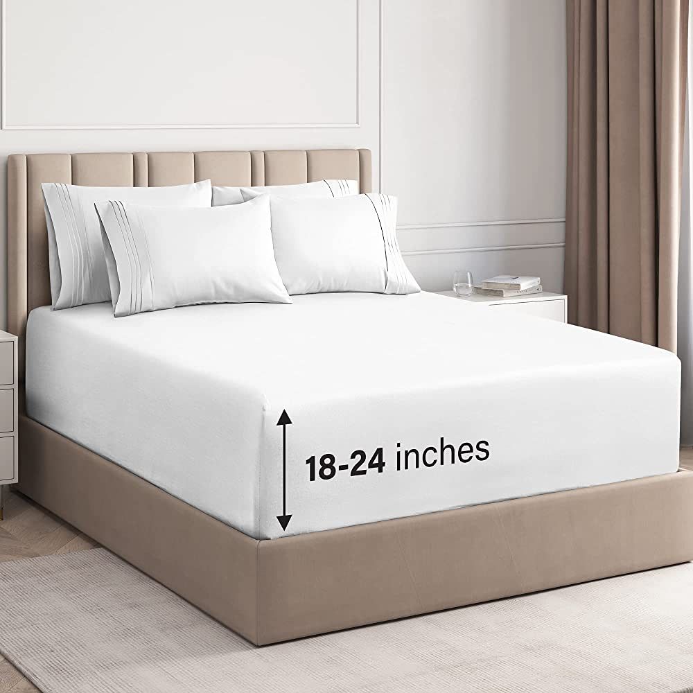 Amazon.com: Extra Deep King Sheet Set - 6 Piece Breathable & Cooling Sheets - Hotel Luxury Bed Sh... | Amazon (US)