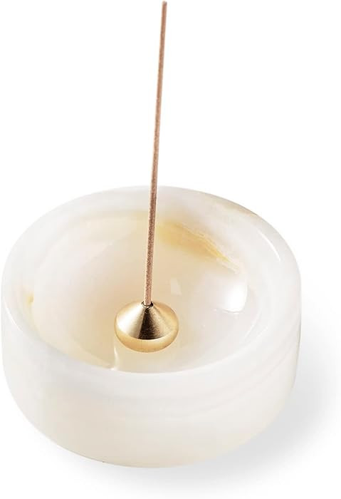 Pearly Onyx Japanese Incense Holder for Sticks, Cone Ash Catcher Bowl,Marble Incense Stand Set wi... | Amazon (US)