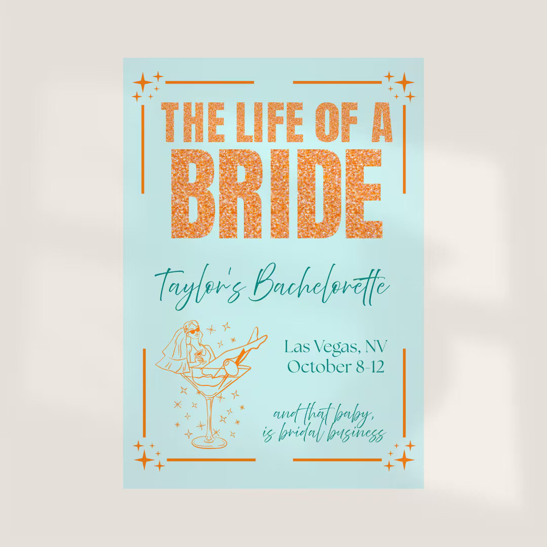 Life of a Bride Bachelorette Invitation: Showgirl Theme, Editable Canva Template - Etsy | Etsy (US)