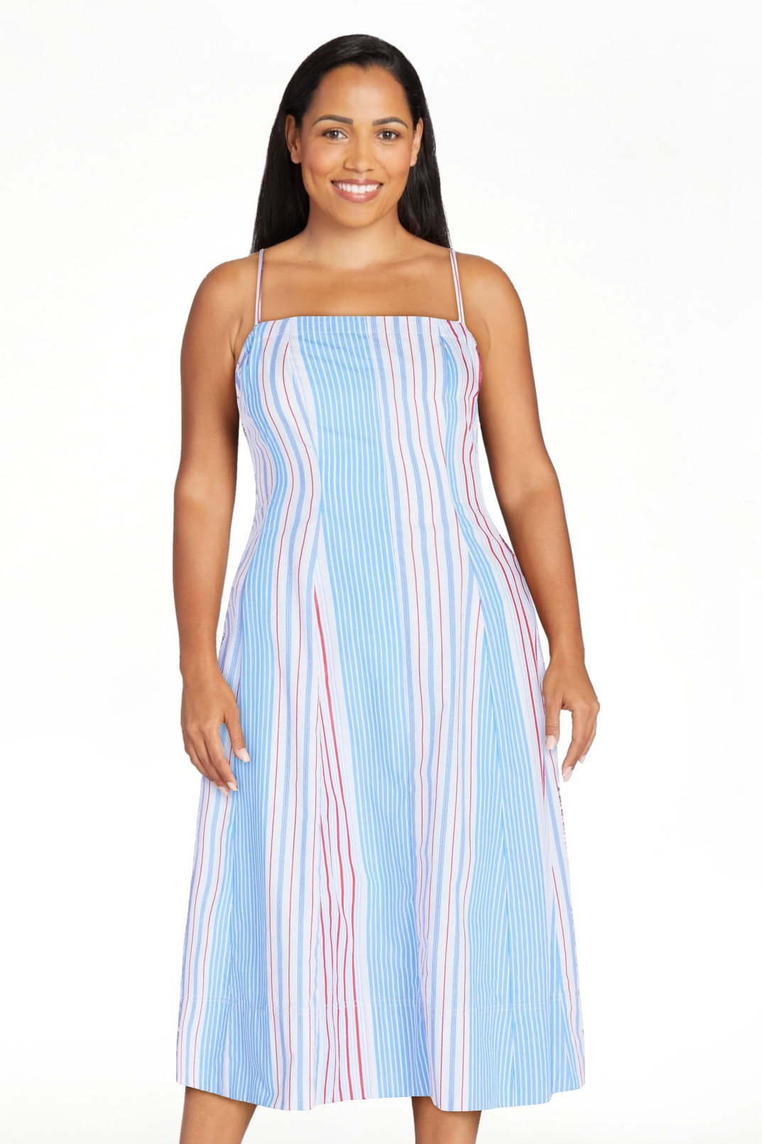 Free Assembly Women's and Women's Plus Sleeveless Cotton Panel Midi Dress, Sizes XS-4X | Walmart (US)