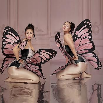 Festival Pink Fairy Butterfly Wings Rave Rhinestone Bodysuit Dance Women Stage Party Nightclub Dr... | Amazon (US)