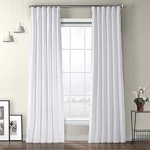 HPD Half Price Drapes VPYC-161201-84 Plush Velvet Curtain (1 Panel), 50 X 84, Pillow White | Amazon (US)