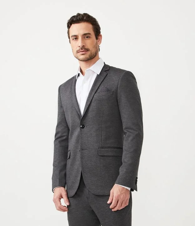Paletó Super Slim Básico com Bolsos Cinza Escuro | Renner (BR)