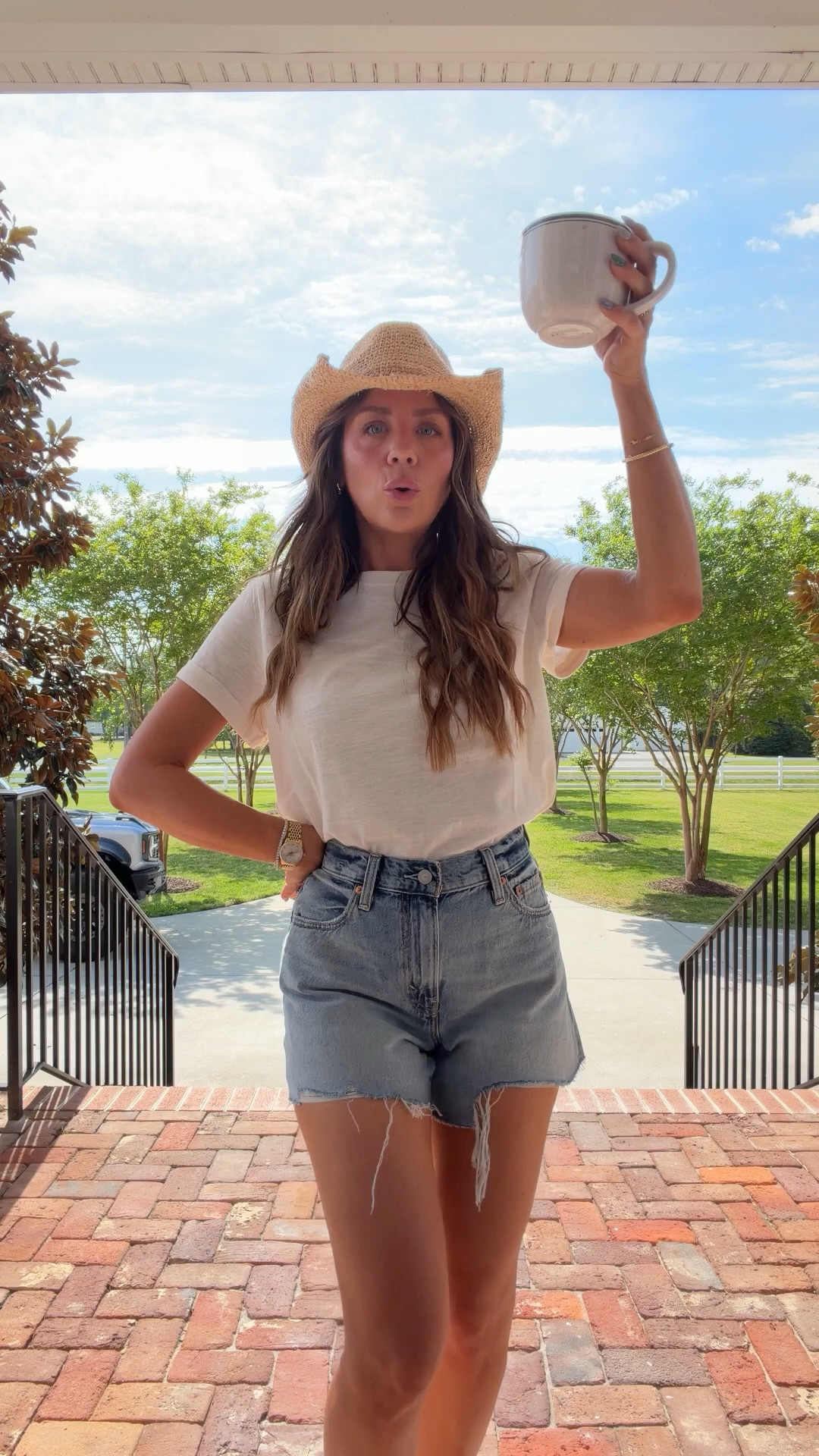 Levi’s denim shorts I love! In 26 for slouchy fit! Go up a full size! In xs tee

#LTKmomlife #LTKgrwm #LTKootd