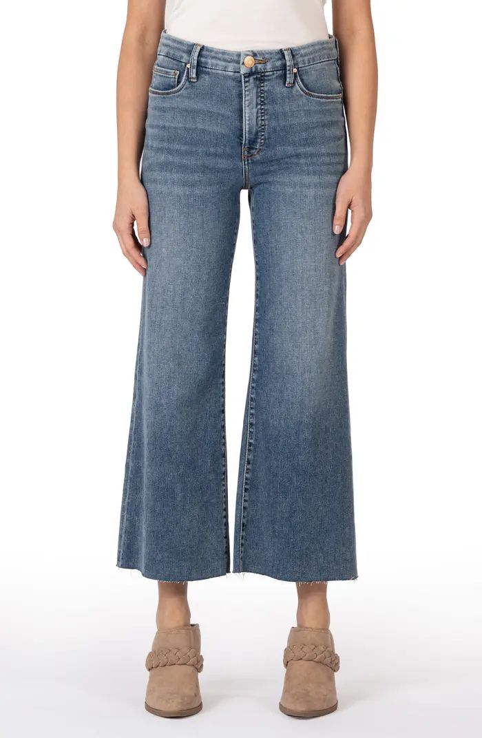 Meg High Waist Raw Hem Ankle Wide Leg Jeans | Nordstrom