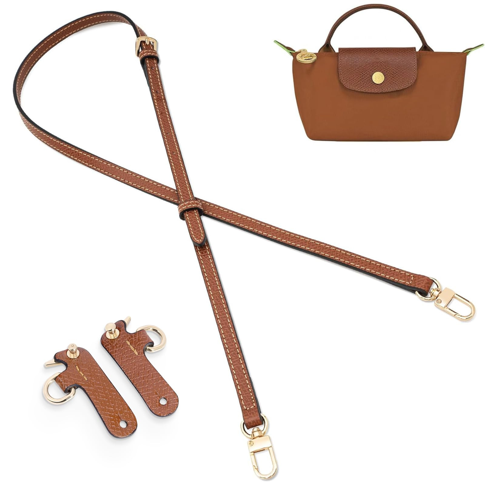 Purse Straps Replacement, Leather Handbag Crossbody Shoulder Strap Kit Adjustable for Mini Longca... | Amazon (US)