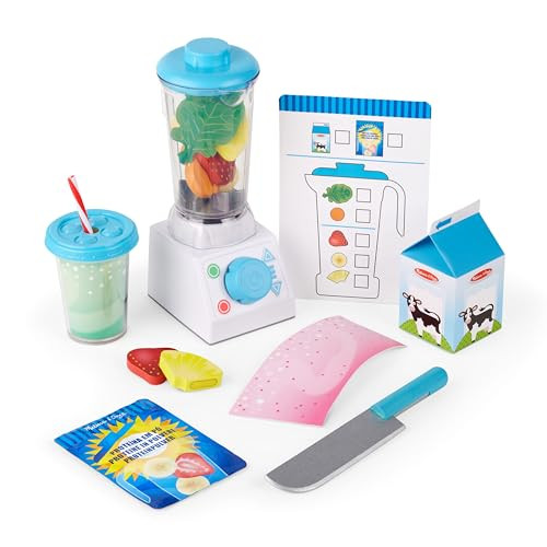Melissa & Doug Smoothie Maker Blender Set with Play Food - 22 Pieces - Play Blender Mixer Toy for Kids Kitchen Ages 3+ | Amazon (US)
