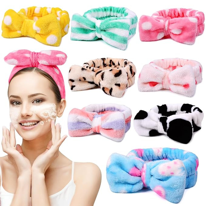 UMIKU 8 Pack Spa Headband for Women, Facial Makeup Headband Soft Coral Fleece Cosmetic Headband f... | Amazon (US)
