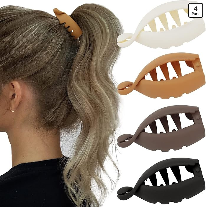 Hair Clips, 4Pcs Small Matte Banana Clips for High Ponytail, Mini Hair Jaw Clips Barrettes Stylin... | Amazon (US)