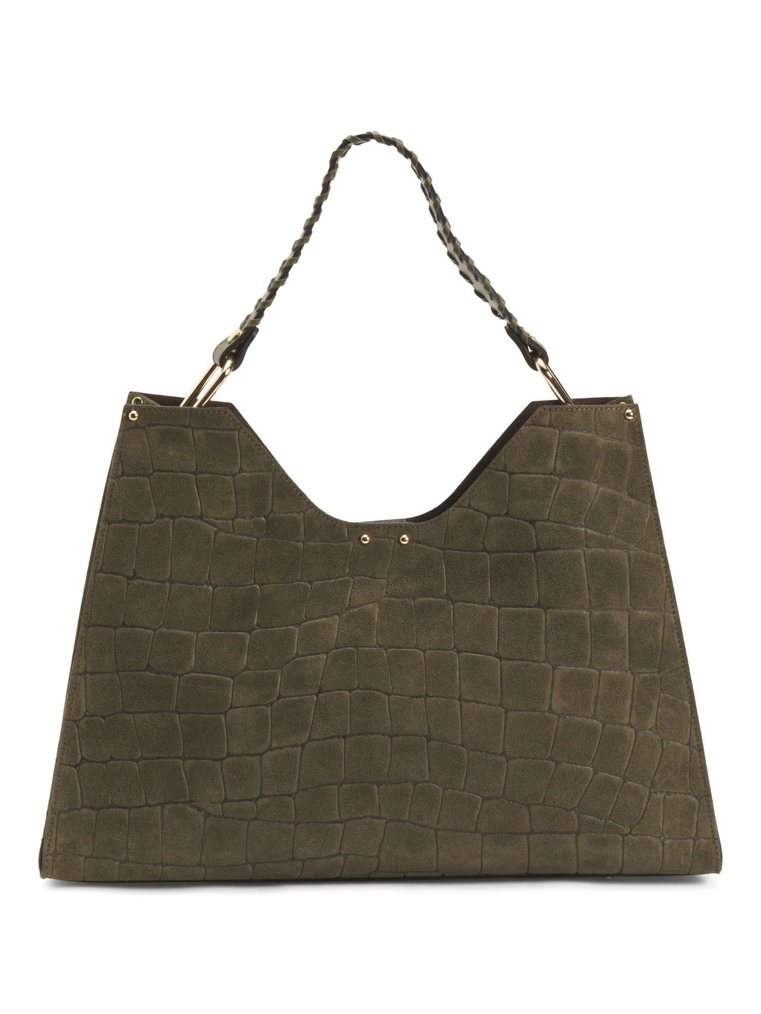 Made In Italy Suede Crocodile Tote With Woven Handle | TJ Maxx