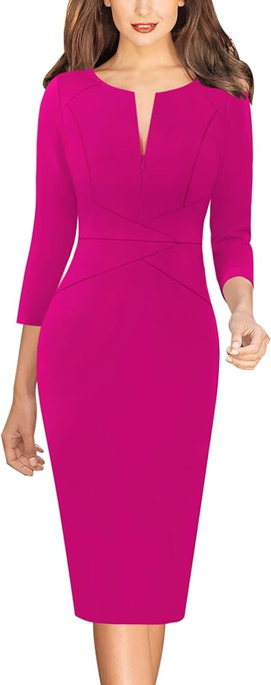 VFSHOW Womens Slim Zipper Up Work Business Office Party Bodycon Pencil Sheath Dress | Amazon (US)