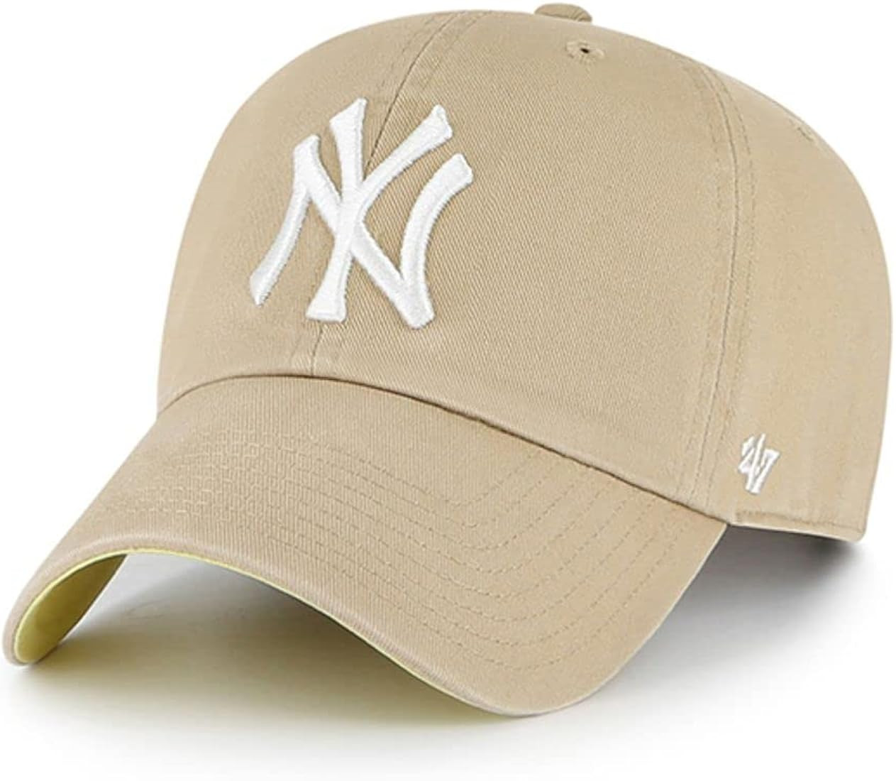 Amazon.com: '47 New York Yankees Ballpark Clean Up Dad Hat Baseball Cap - Khaki Khaki, White, Yel... | Amazon (US)