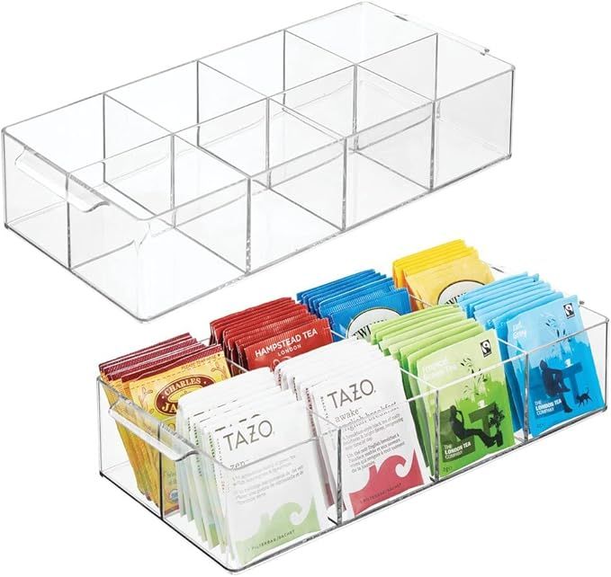 mDesign Plastic Condiment Organizer and Tea Bag Holder - 8-Compartment Kitchen Pantry/Countertop ... | Amazon (US)