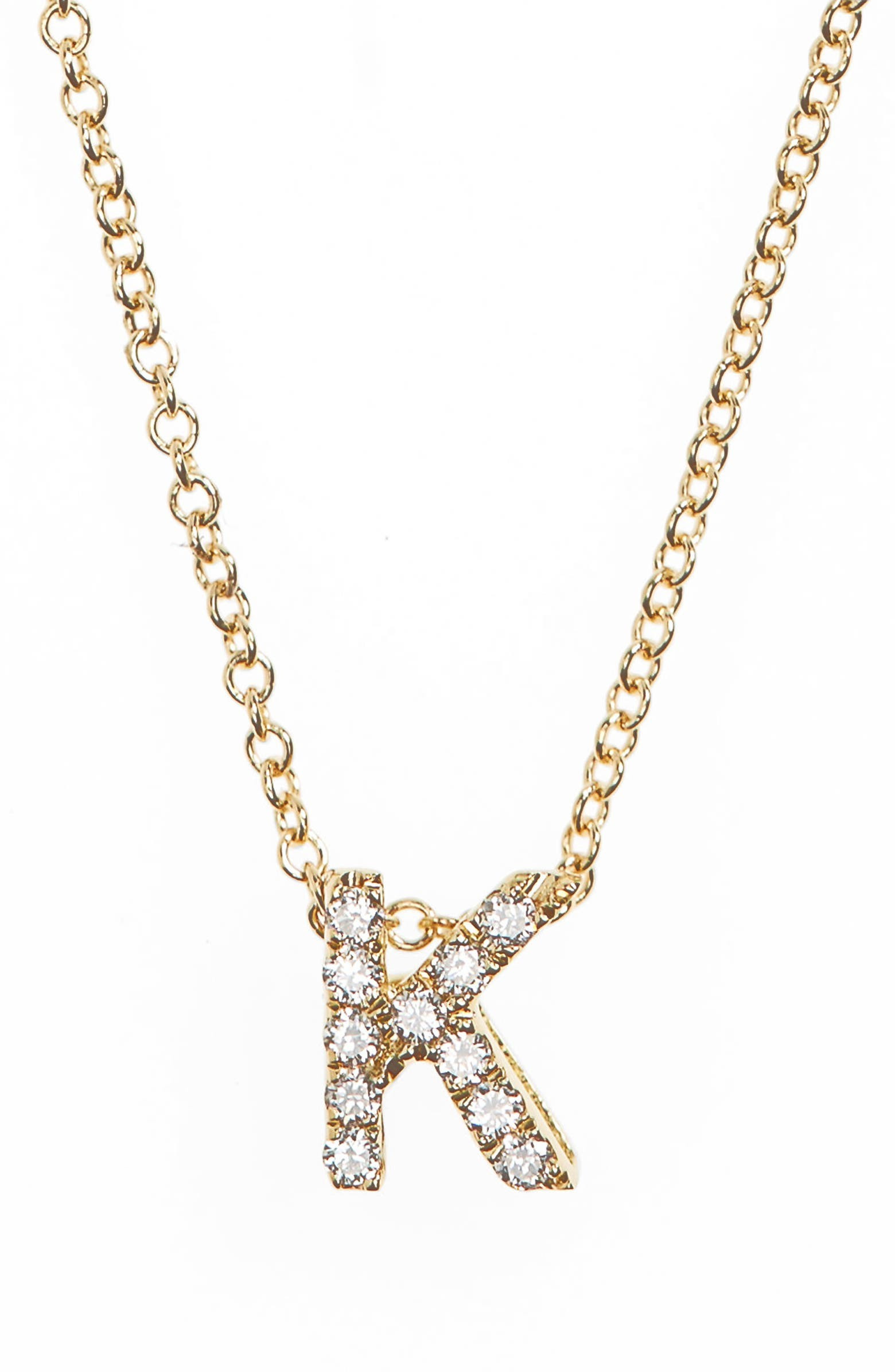 18k Gold Pavé Diamond Initial Pendant Necklace | Nordstrom