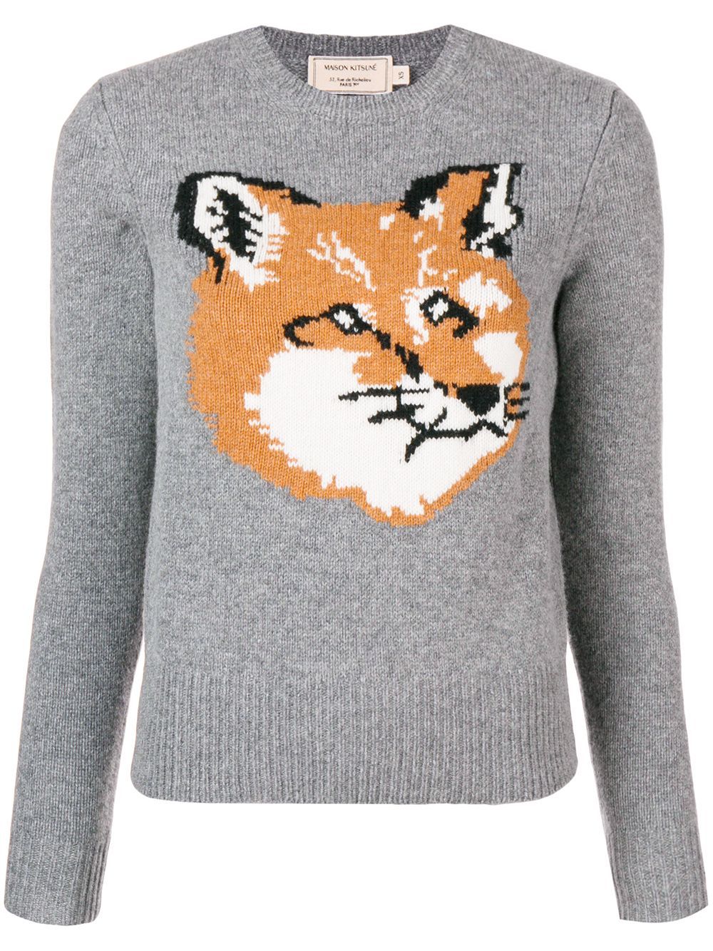 Maison Kitsuné fox intarsia sweater - Grey | FarFetch US