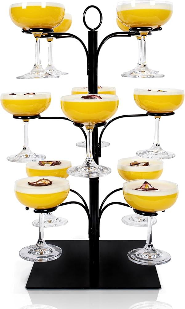 Cocktail Tree Stand Holds up to 12 Glasses - Compatible with Champagne Glasses up to 9" Tall - Ch... | Amazon (US)