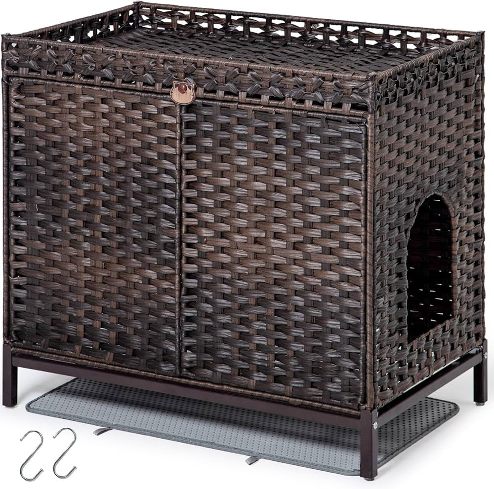 Cat Litter Box Enclosure, Hidden Litter Box Furniture with Cat Litter Mat, Large Hidden Cat Litte... | Amazon (US)