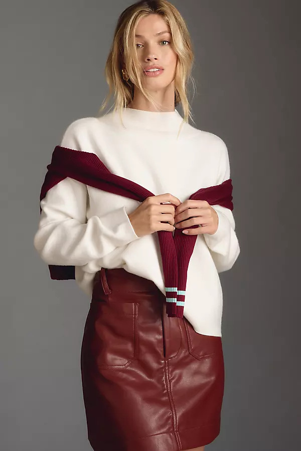 Maeve Carys Mock-Neck Sweater By Maeve in White Size S | Anthropologie (US)