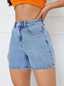 Letter Patched Detail Denim Shorts SKU: sw2211281829227962(26 Reviews)Cotton$16.49$15.67Join for ... | SHEIN