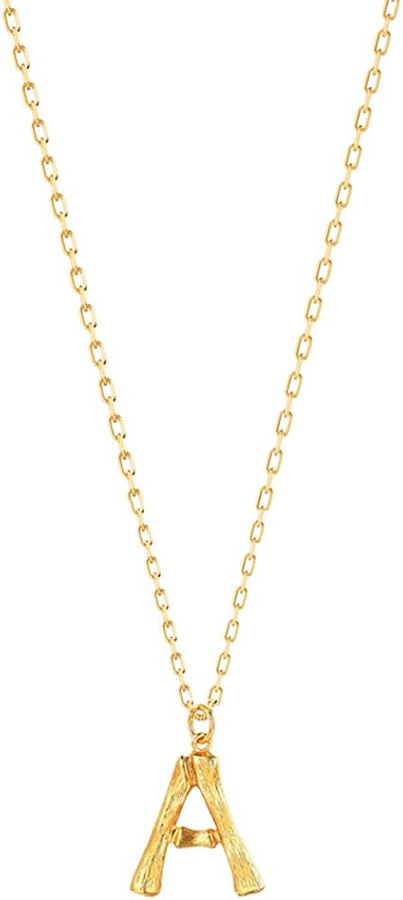 Bamboo Initial Necklace, 18K Gold Plated Stainless Steel Small Initial Necklace Personalized Lett... | Amazon (US)