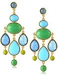 Ben-Amun Jewelry 25k Gold-Plated Green and Blue Glass Stone Chandelier Drop Earrings | Amazon (US)