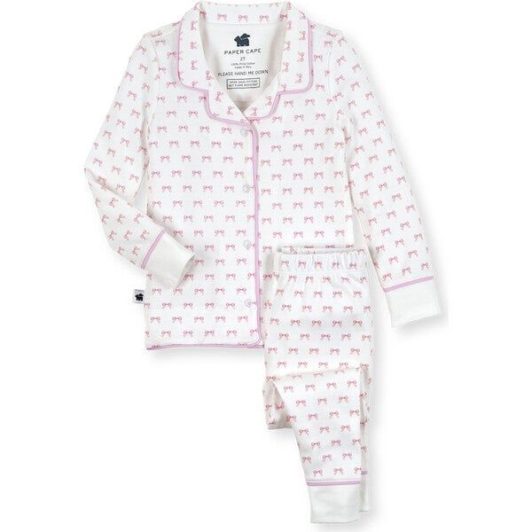 Classic Pajamas, Pink Bows - Paper Cape Sleepwear | Maisonette | Maisonette