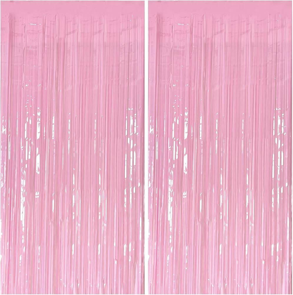 Pastel Pink Party Streamers Foil Fringe Backdrop Curtains Tinsel Streamers Birthday Party Decorat... | Amazon (US)