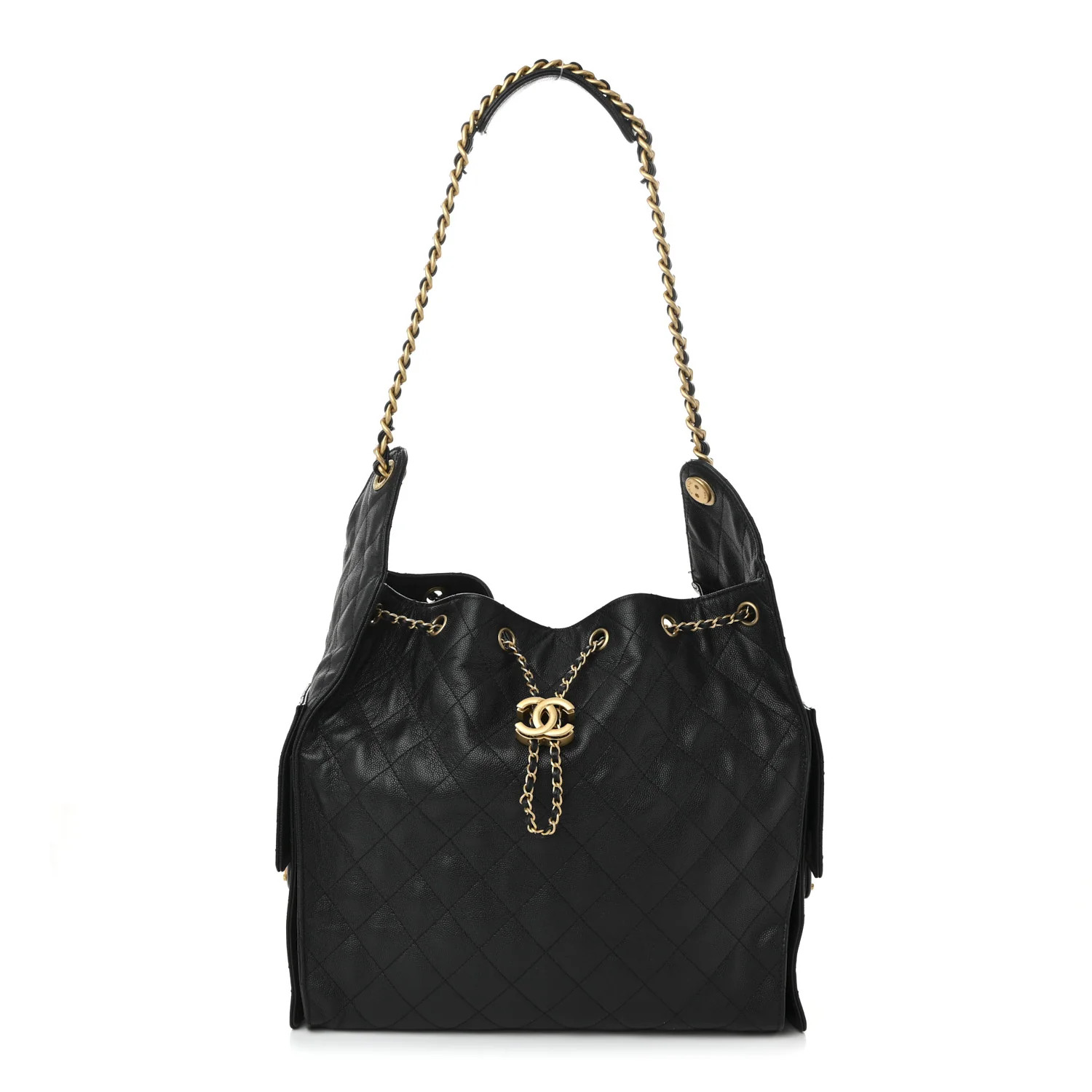 Caviar Quilted Medium Chanel 25 Handbag Black | FASHIONPHILE (US)