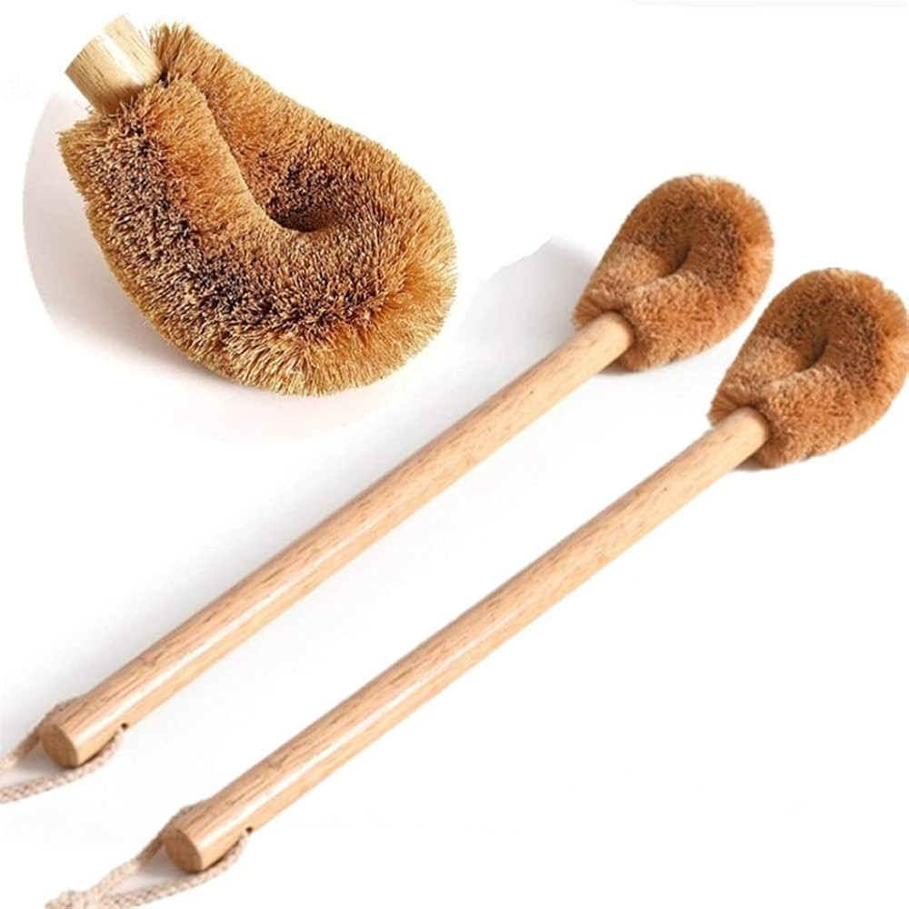 Toilet Brush (2 Pack), Natural Coconut Fibre Toilet Bowl Brush, Wood Handle Cleaning Brush for Ba... | Amazon (CA)