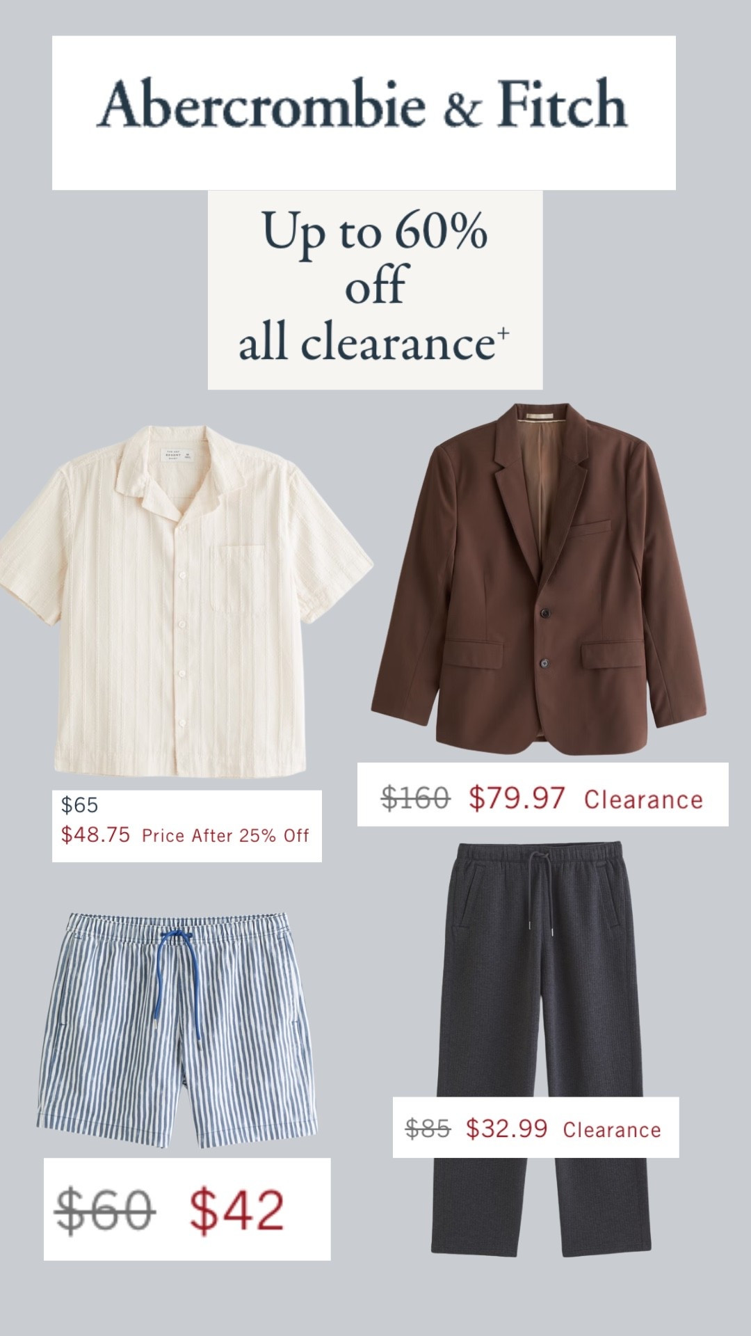 If you're building a summer wardrobe on a budget, start here. Abercrombie has up to 60% off clearance and some of my most recommended pieces are heavily discounted right now.

#LTKSale #AbercrombieAndFitch #MensStyle #MensFashionTips #CapsuleWardrobeMen #SummerEssentials #MensClothing #OutfitInspiration

#LTKgrwm #LTKdayinmylife #LTKootd