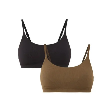 No Boundaries Seamless Ribbed Cami Bralette, 2-Pack, Women's, Sizes XS-3XL | Walmart (US)