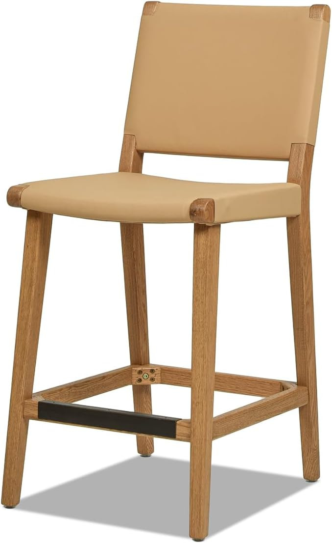 Jennifer Taylor Home Pierre 26" Farmhouse Saddle Kitchen Island Counter Stool with Back, Sunkisse... | Amazon (US)