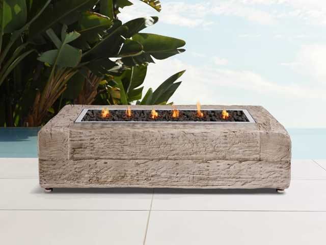 Natural Log Rectangle Outdoor Fire Table | Arhaus | Arhaus