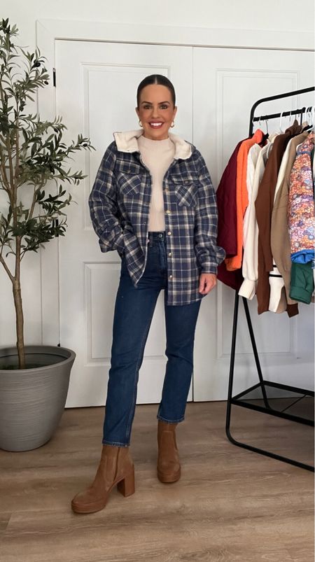 Amazon fall shacket outfit 
Top in a small true to size 
Shacket in a small true to size 
Shoes true to size 
#amazonfinds

#LTKfindsunder50 #LTKSeasonal #LTKstyletip