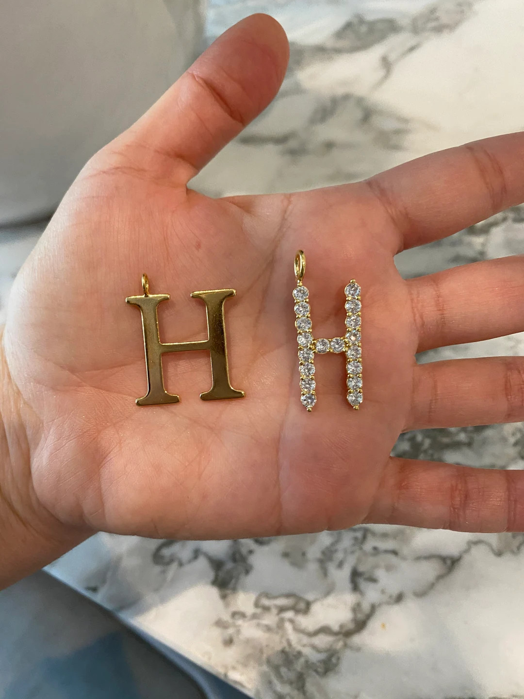 CZ Letter Charms. Solid letter charms. Jumbo letter charms. 18k Gold filled CZ Initial Charms. | Etsy (US)