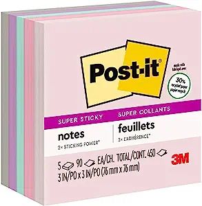 Post-it Super Sticky Recycled Notes, 3 x 3 in, 5 Pads, 2x the Sticking Power, Wanderlust Collecti... | Amazon (US)