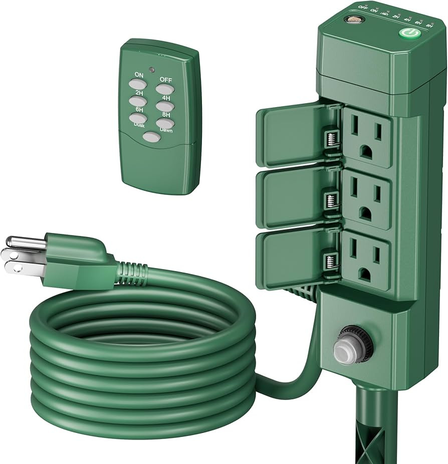 BN-LINK Outdoor Power Stake Timer, 100FT Wireless Remote Control, Dusk to Dawn Sensor for Outdoor... | Amazon (US)