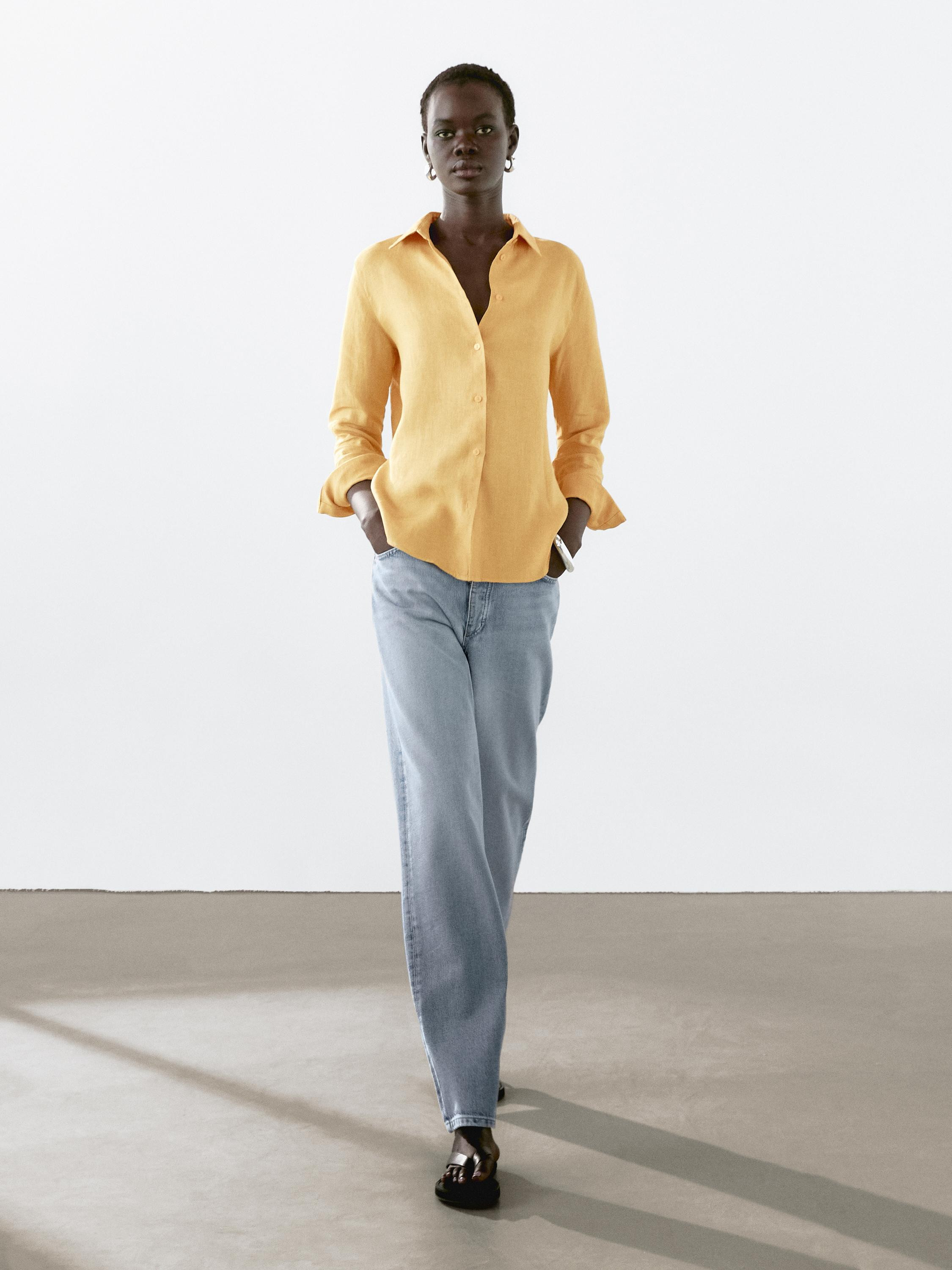 Flowing 100% linen shirt | Massimo Dutti UK