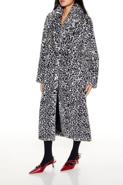 Faux Fur Leopard Longline Coat | Forever 21