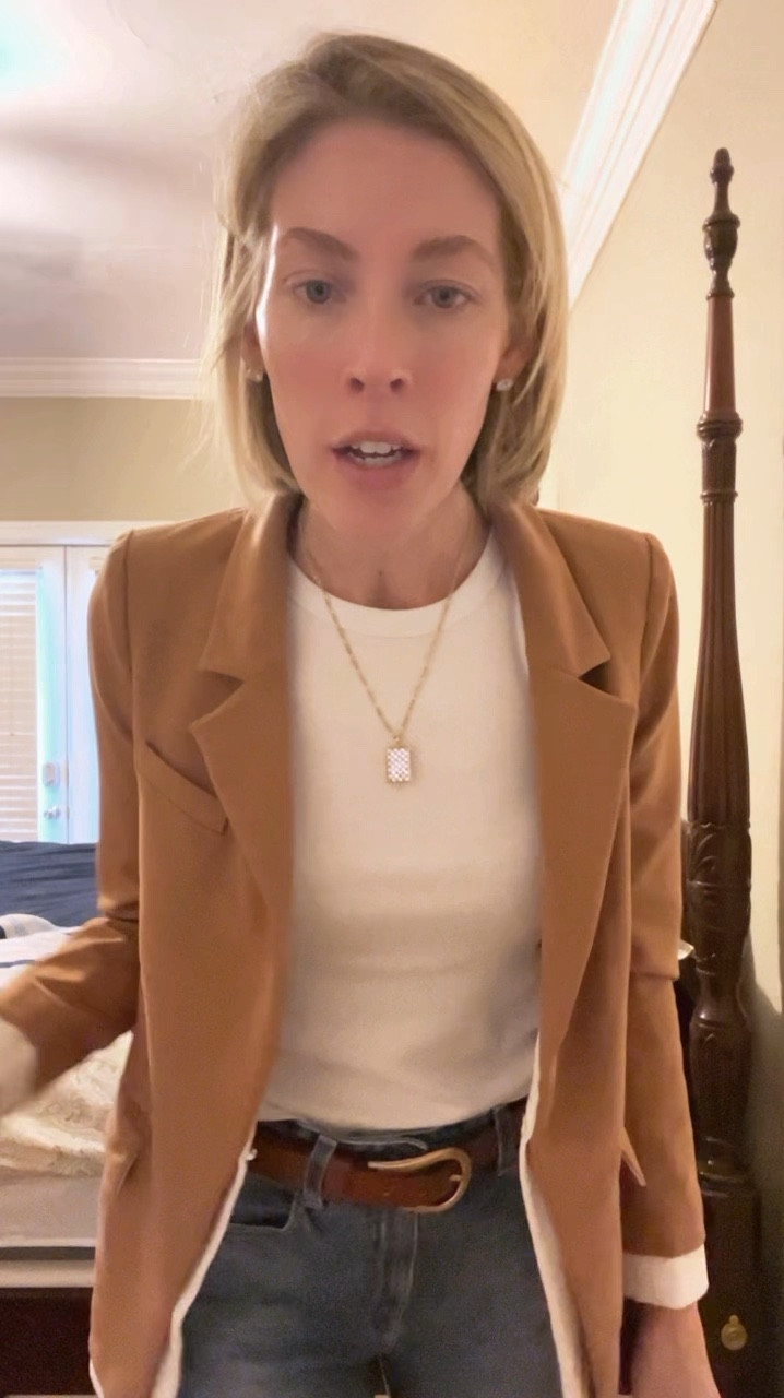 Benefit of multiple rental services. Rent the Runway and Nuuly. Favorite Daughter Kelly Blazer with AG Denim. Target top and accessories. Nordstrom all others. 

Blazer is XS. Top is large. Jeans are 29. 

Wear to work style. Denim and blazer outfit. How to style a blazer for casual wear. Business casual outfit. Jeans for the office  

#LTKVideo #LTKStyleTip #LTKxNSale