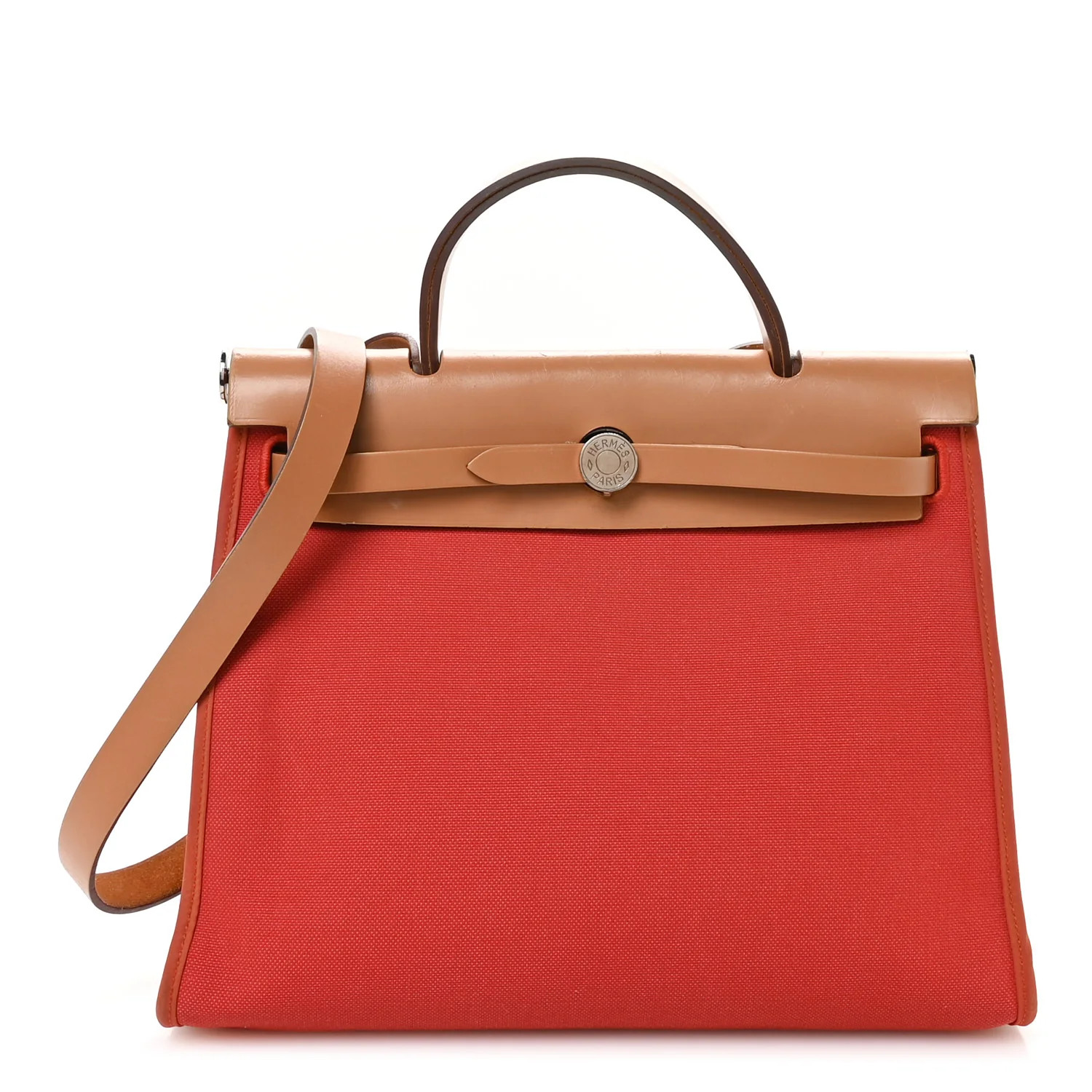 Vache Hunter Toile Herbag Zip 31 PM Rouge Tomate Natural | FASHIONPHILE (US)