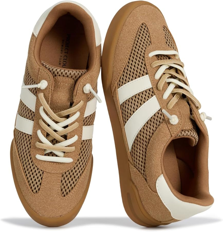 Project Cloud Genuine Leather Casual Sneakers for Women - Memory Foam Insoles Lace-Up Womens Shoe... | Amazon (US)