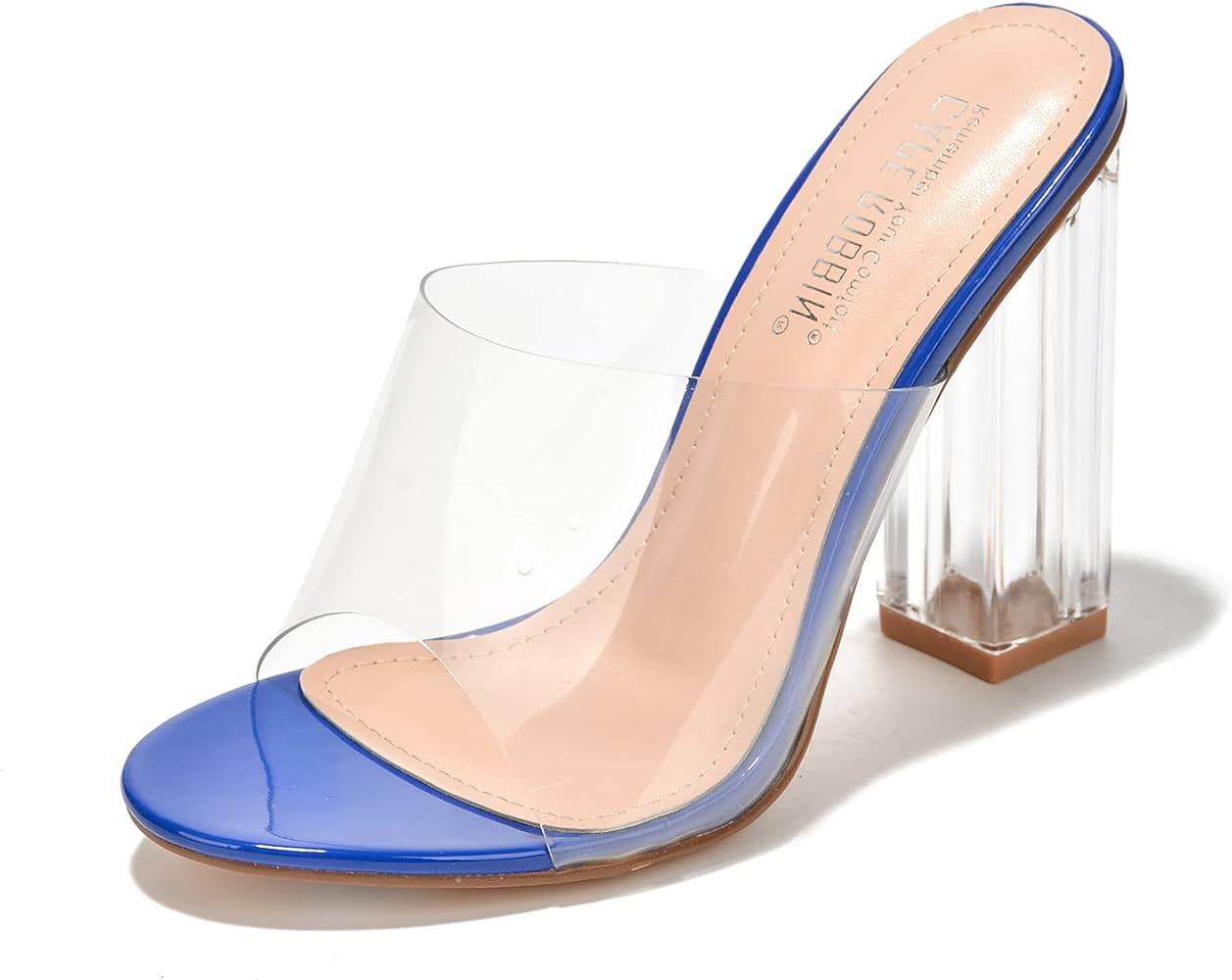 Cape Robbin Fusion Clear Chunky Block High Heels for Women, Transparent Booties for Women | Amazon (US)