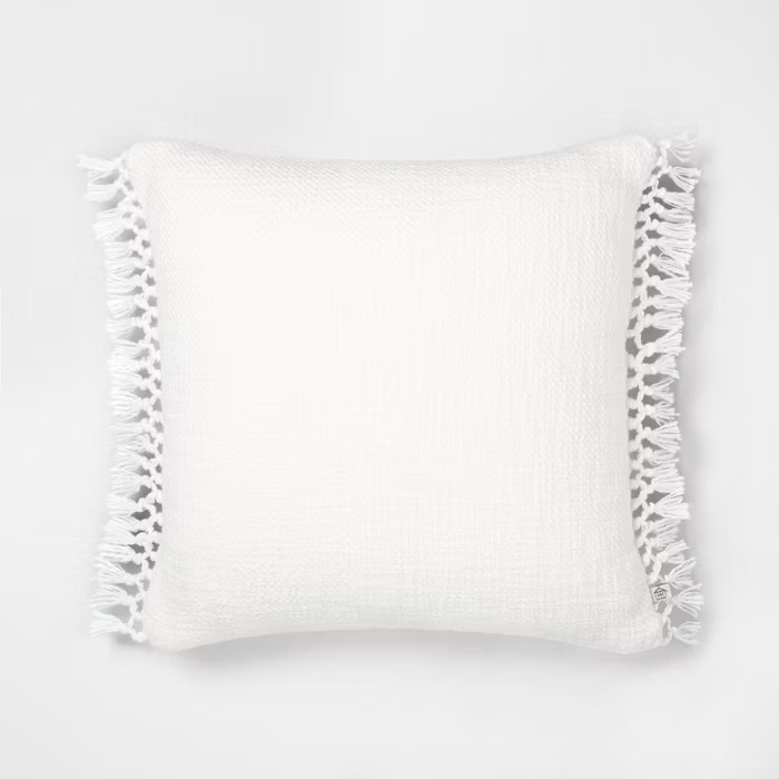 18" x 18" Slub Knotted Fringe Throw Pillow - Hearth & Hand™ with Magnolia | Target