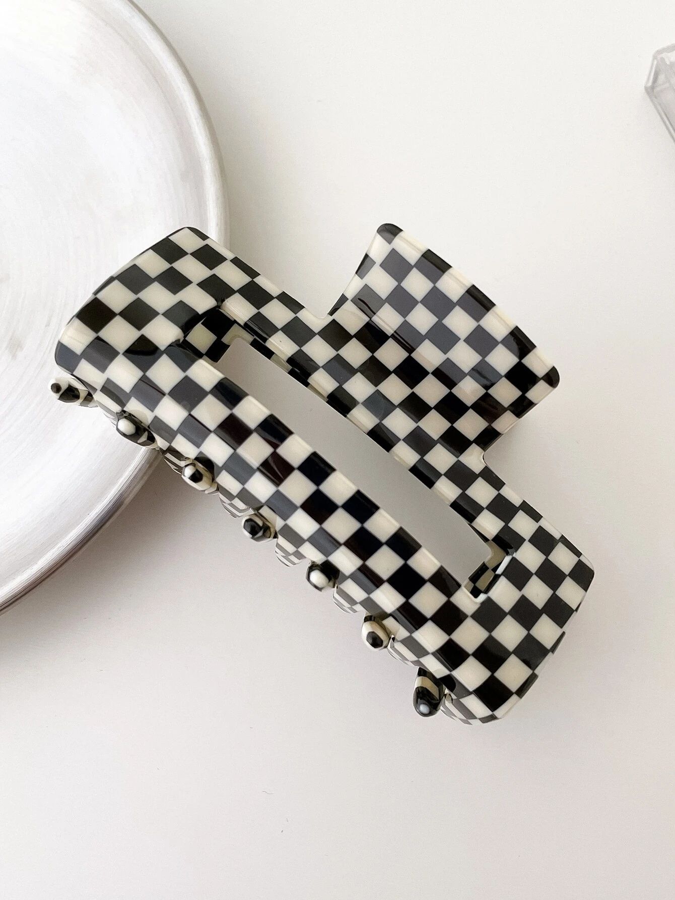 Checkerboard Print Hair Claw | SHEIN