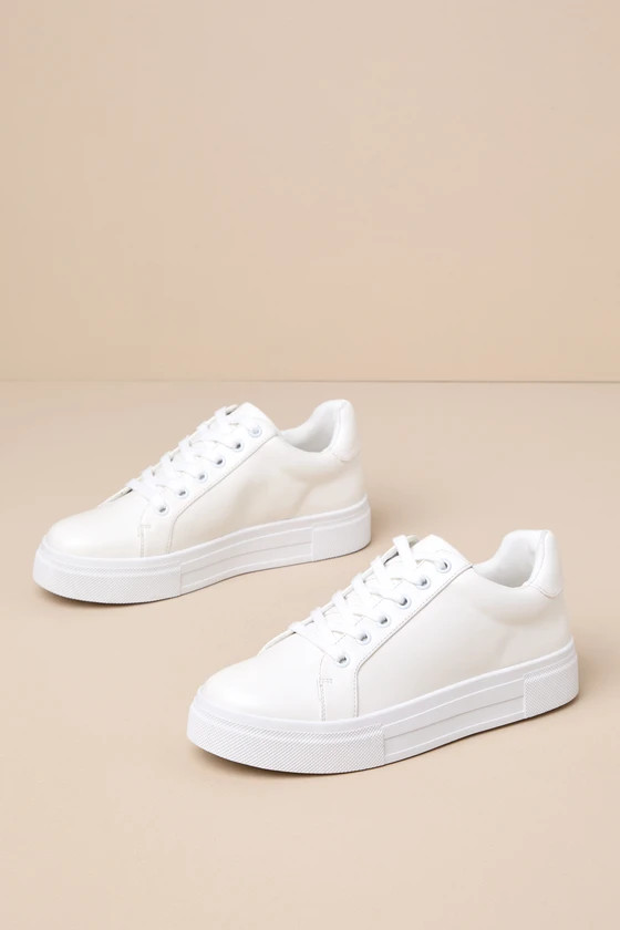 Lannie White Lace-Up Flatform Sneakers | Lulus