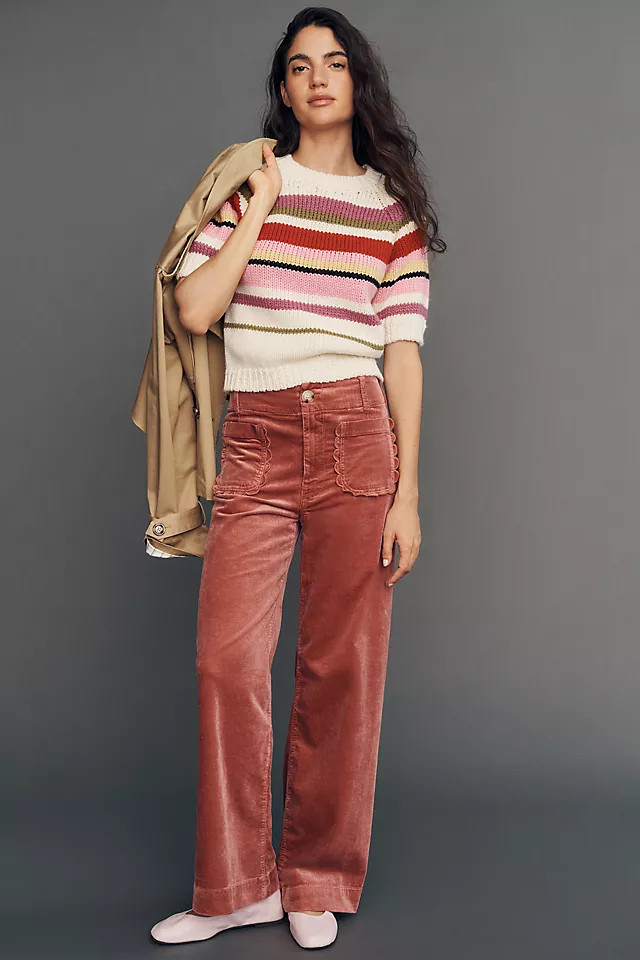 Colette Corduroy Scallop High-Rise Wide-Leg Full-Length Pants | Anthropologie (US)