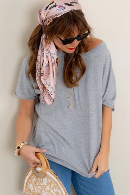 FREE PEOPLE Nina Heather Grey Short Sleeve Tee | The Willow Tree