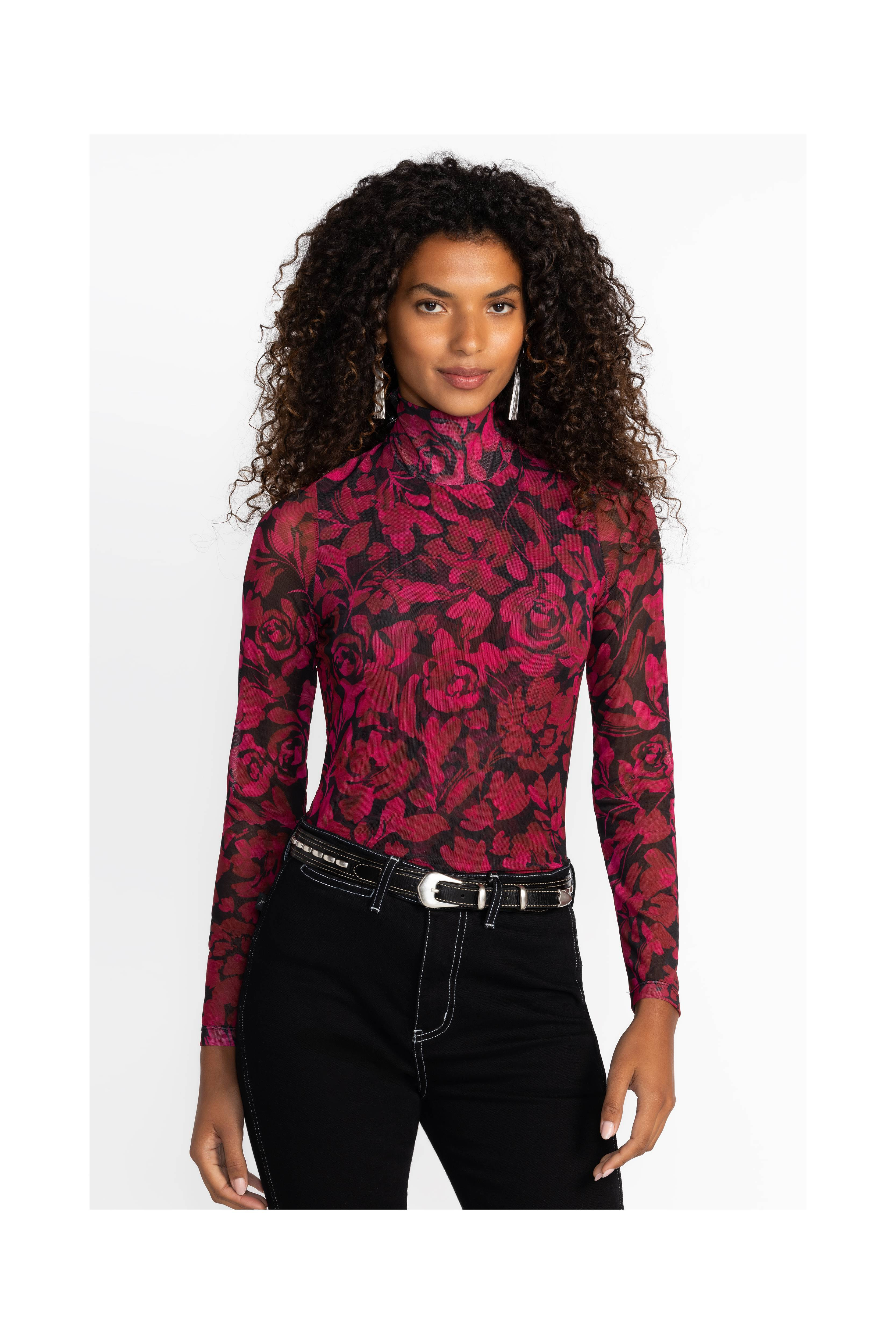 REBECCA MESH MOCK NECK TEE
                                
                                    
... | Johnny Was